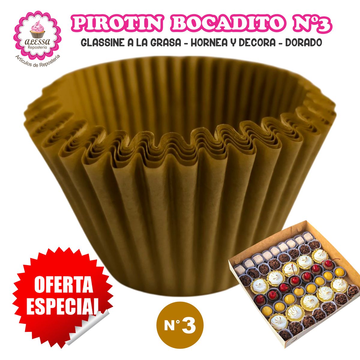 GENERICO - Pirotin Bocadito a la Grasa Horneable Dorado N°3 1000 unidades