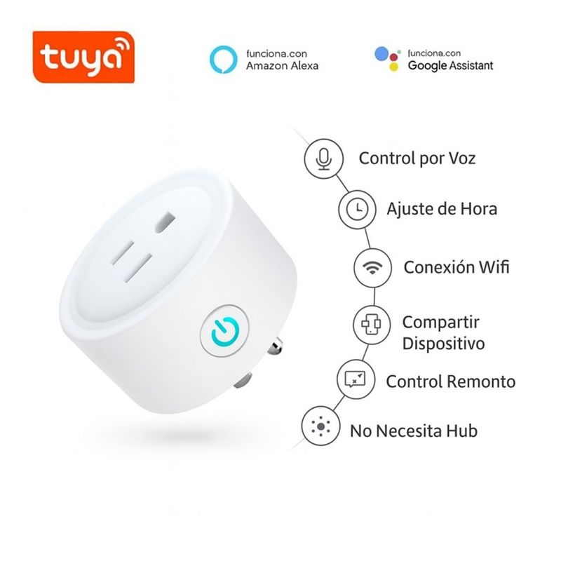 TUYA - Enchufe Inteligente WiFi 10A Tuya BSD01 Alexa Google App iOS Android