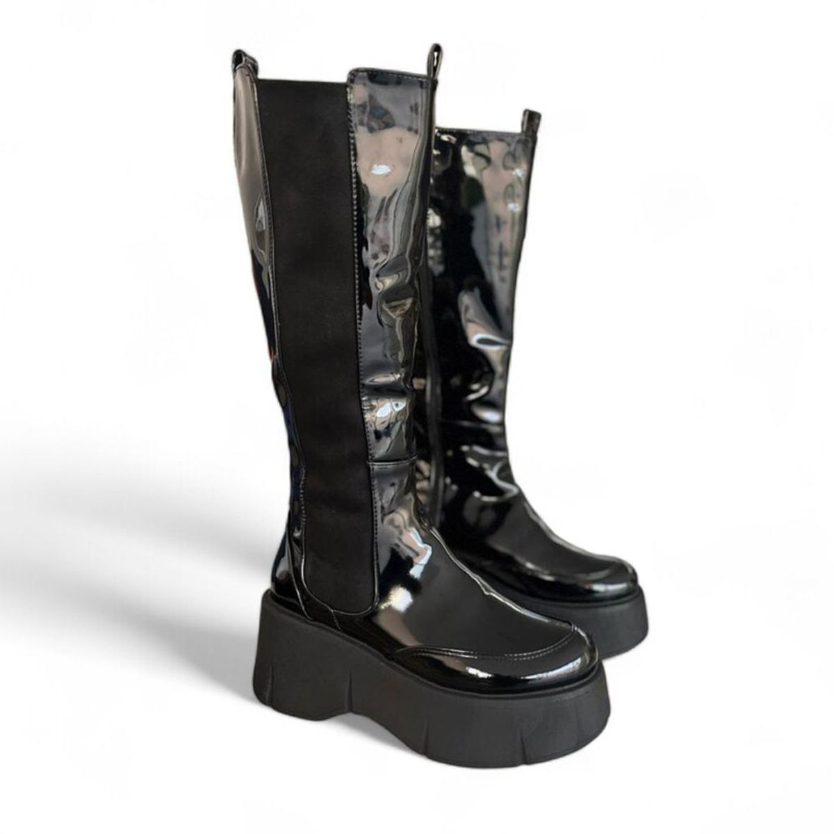 GENERICO - Bota Mujer Especial Plataforma 7 Charol 2086L-75 Color Negro