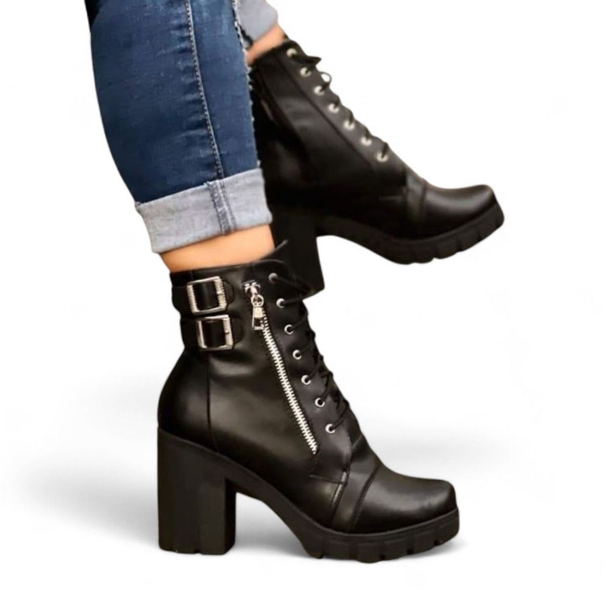 GENERICO - Botin Mujer Cierre Taco 7 2086L-60 Color Negro