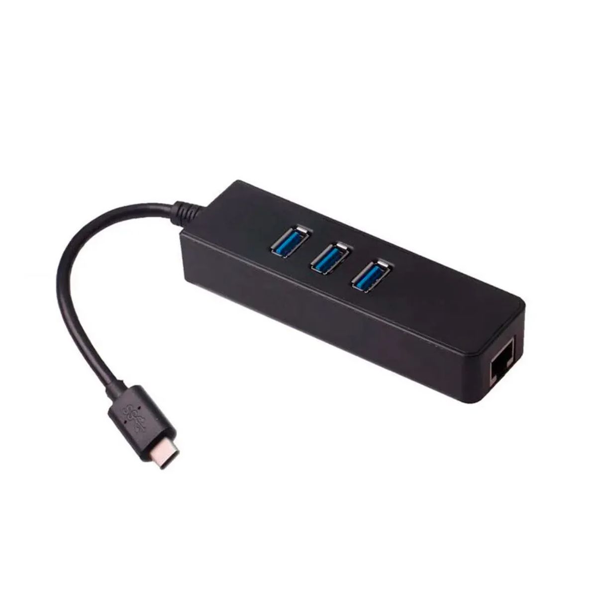 GENERICO - Adaptador USB Tipo C a RJ45 Ethernet + Hub USB 3 Puertos