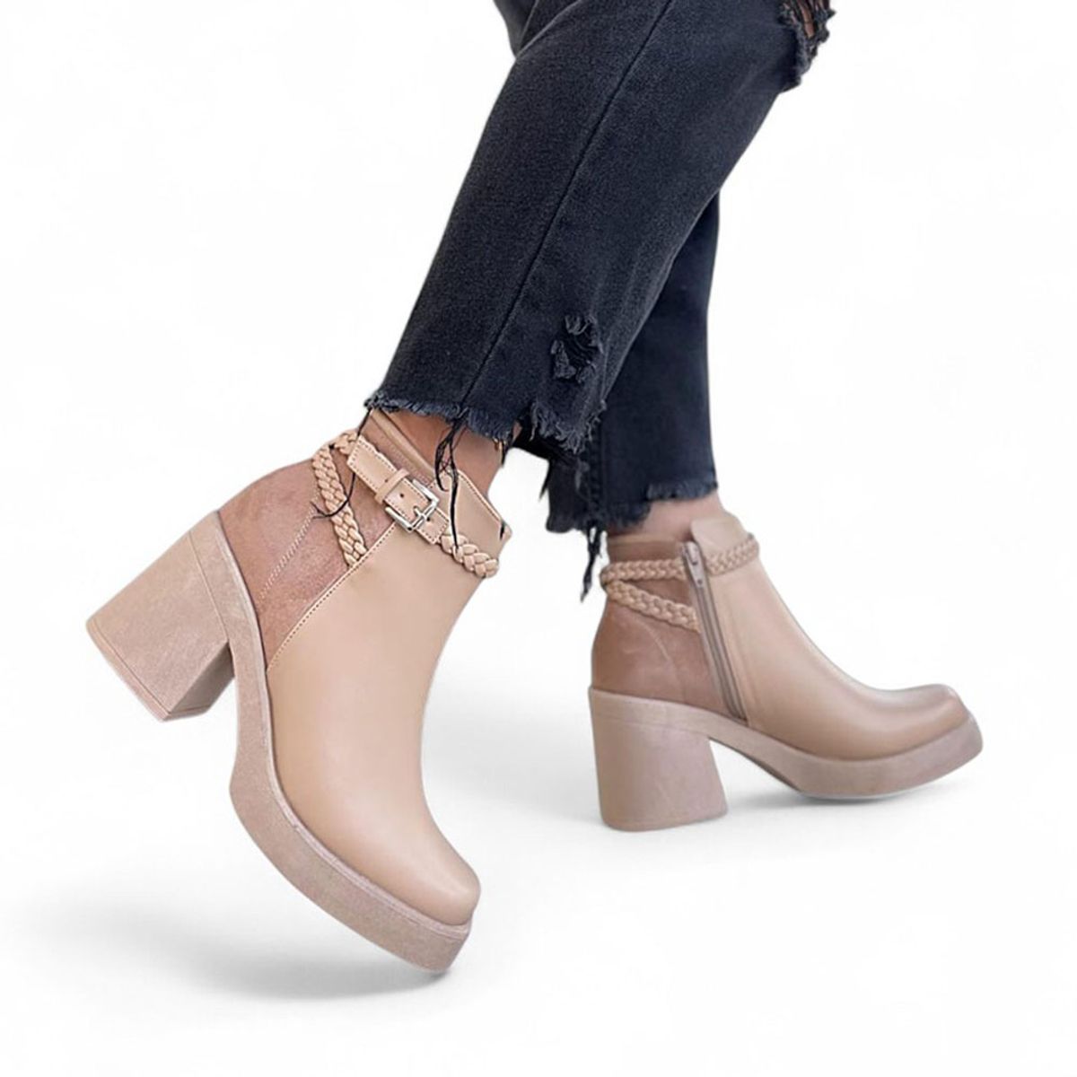 GENERICO - Botin Mujer Gamuza Posterior Baja 7 2086L-60 Color Beige