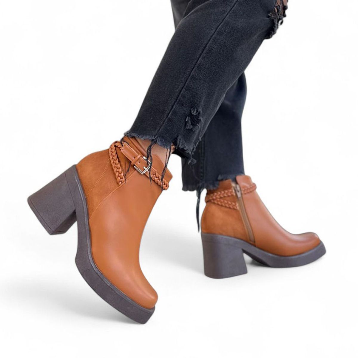 GENERICO - Botin Mujer Gamuza Posterior Baja 7 2086L-60 Color Camel