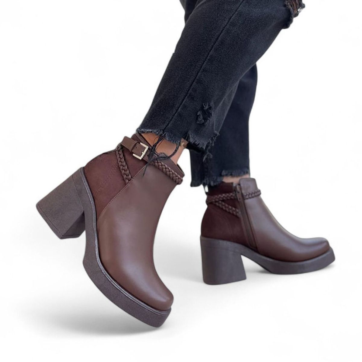 GENERICO - Botin Mujer Gamuza Posterior Baja 7 2086L-60 Color Marron