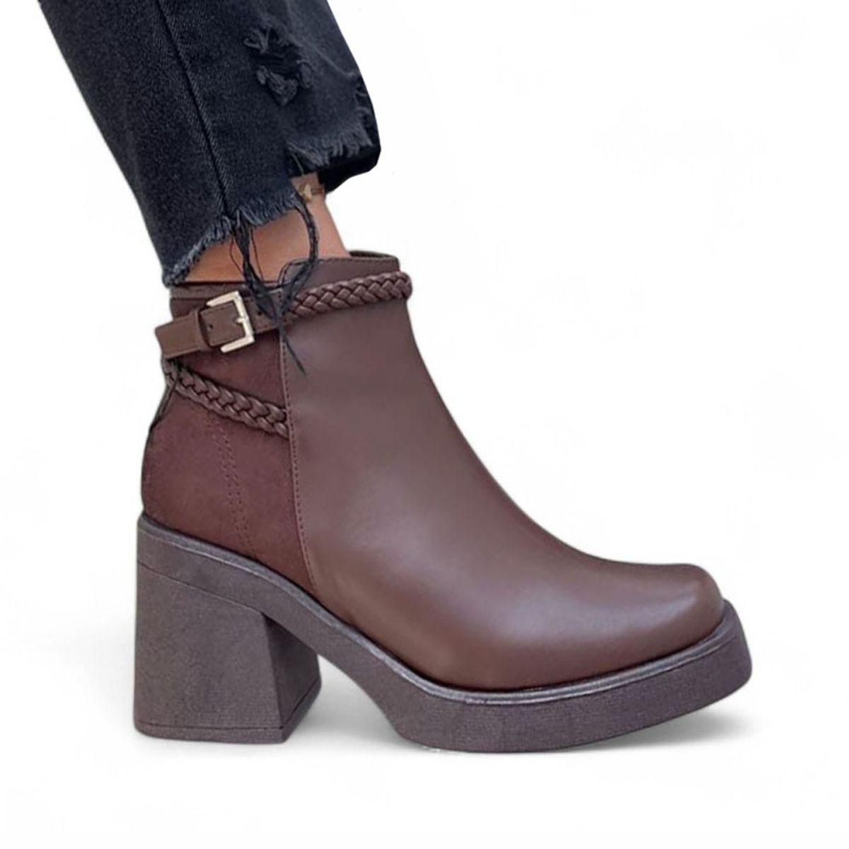 GENERICO - Botin Mujer Gamuza Posterior Baja 7 2086L-60 Color Marron