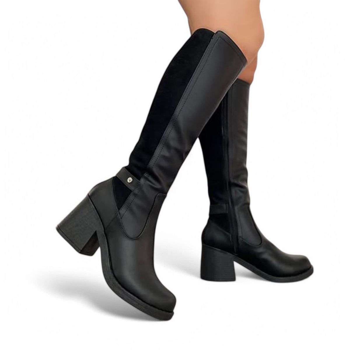 GENERICO - Botin Mujer Gamuza Posterior Taco 7 2086L-70 Color Negro