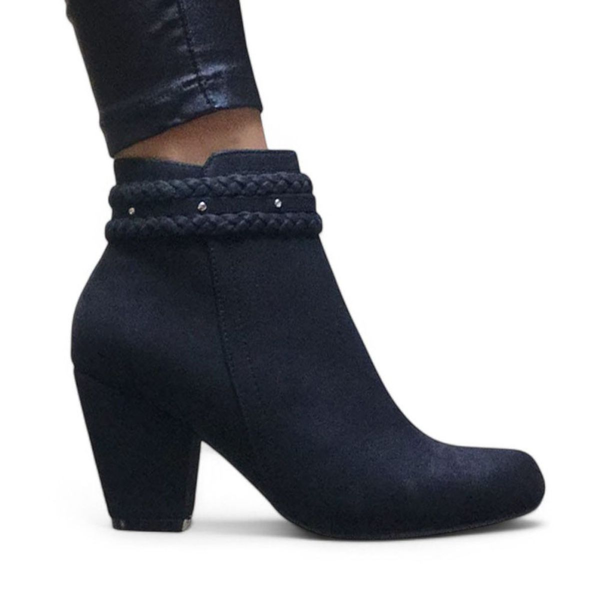 GENERICO - Botin Mujer Gamuza Trensa 7 2086L-60 Color Negro