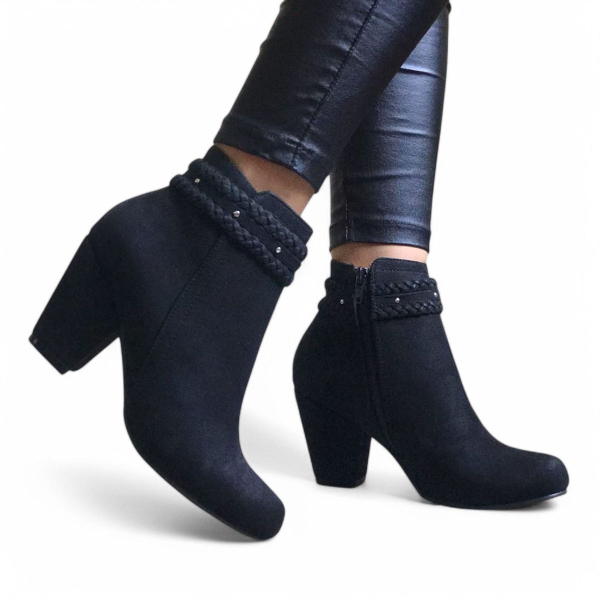 GENERICO - Botin Mujer Gamuza Trensa 7 2086L-60 Color Negro