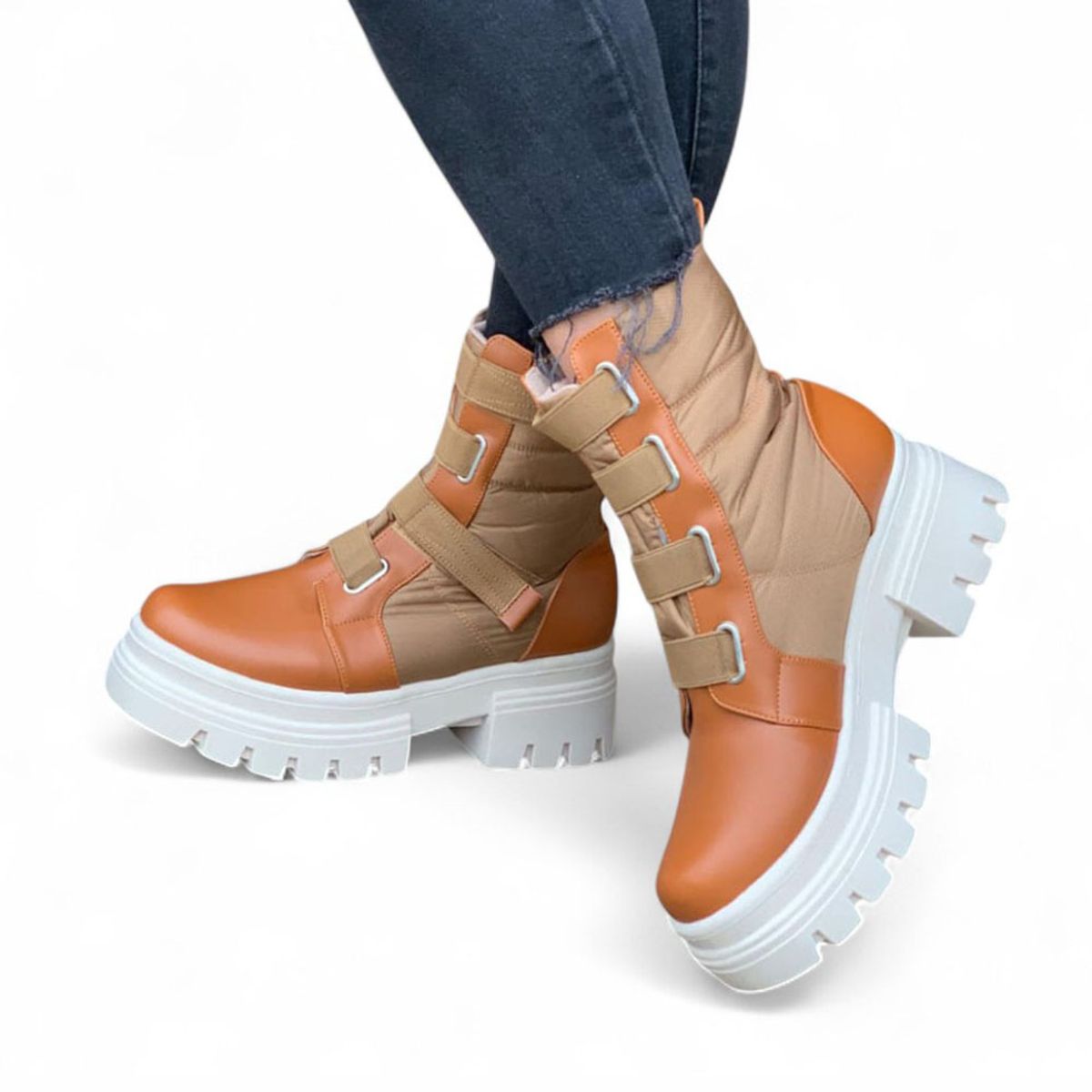 GENERICO - Botin Mujer Impermiable Taco 5 2086L-65 Color Camel