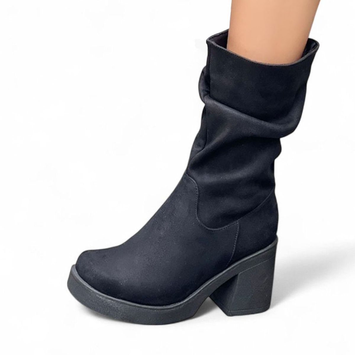 GENERICO - Botin Mujer Punta Cuadrada Taco 7 2086L-65 Color Negro