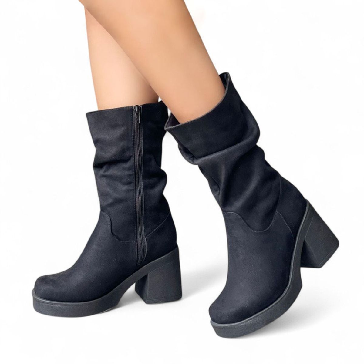 GENERICO - Botin Mujer Punta Cuadrada Taco 7 2086L-65 Color Negro