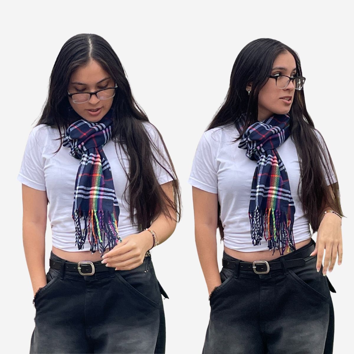 KAST PE - Bufanda Chalina Inti de cuadros Unisex Azul