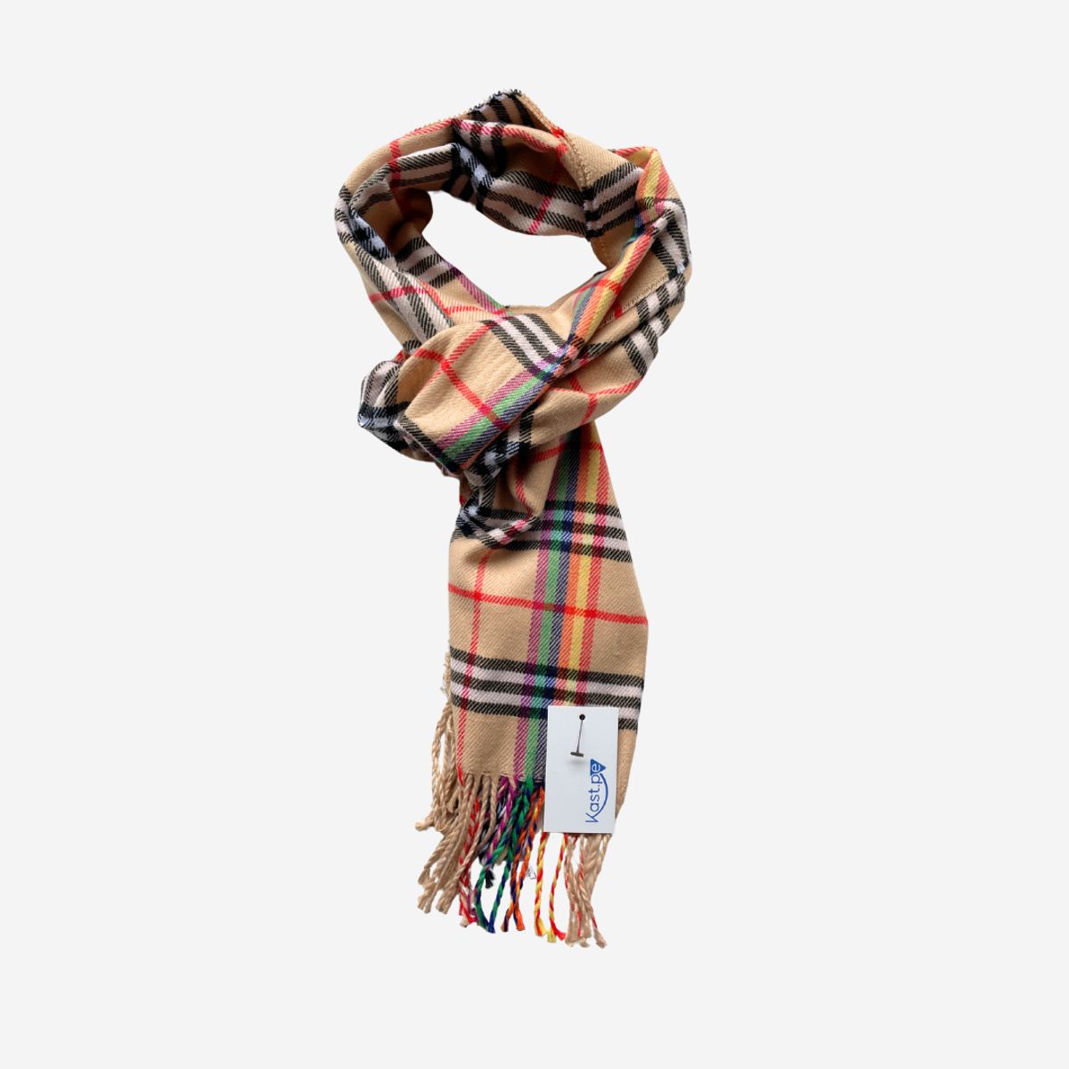 KAST PE - Bufanda Chalina Inti de cuadros Unisex Beige