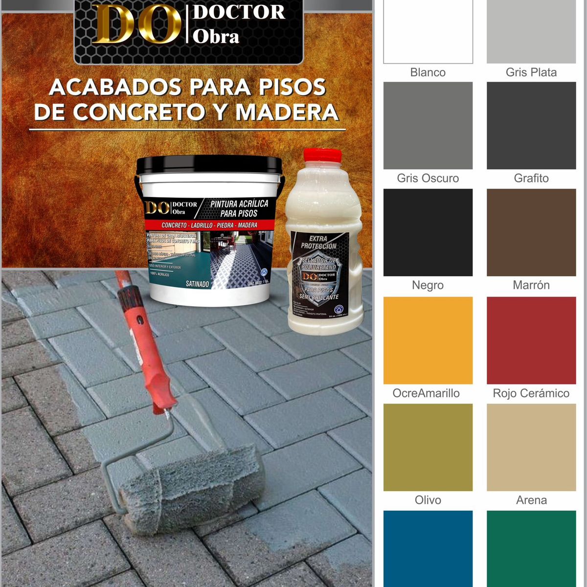 DO DOCTOR OBRA - PINTURA ACRÍLICA PARA PISOS CERÁMICOS AMARILLO OCRE 2 GALONES