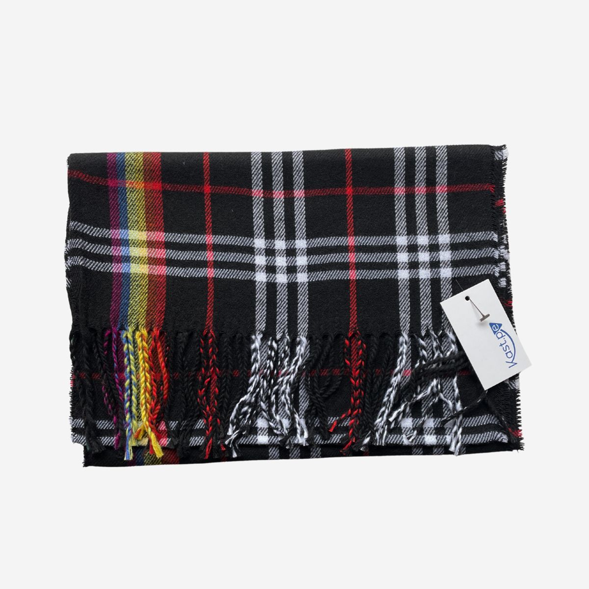 KAST PE - Bufanda Chalina Inti de cuadros Unisex Negro