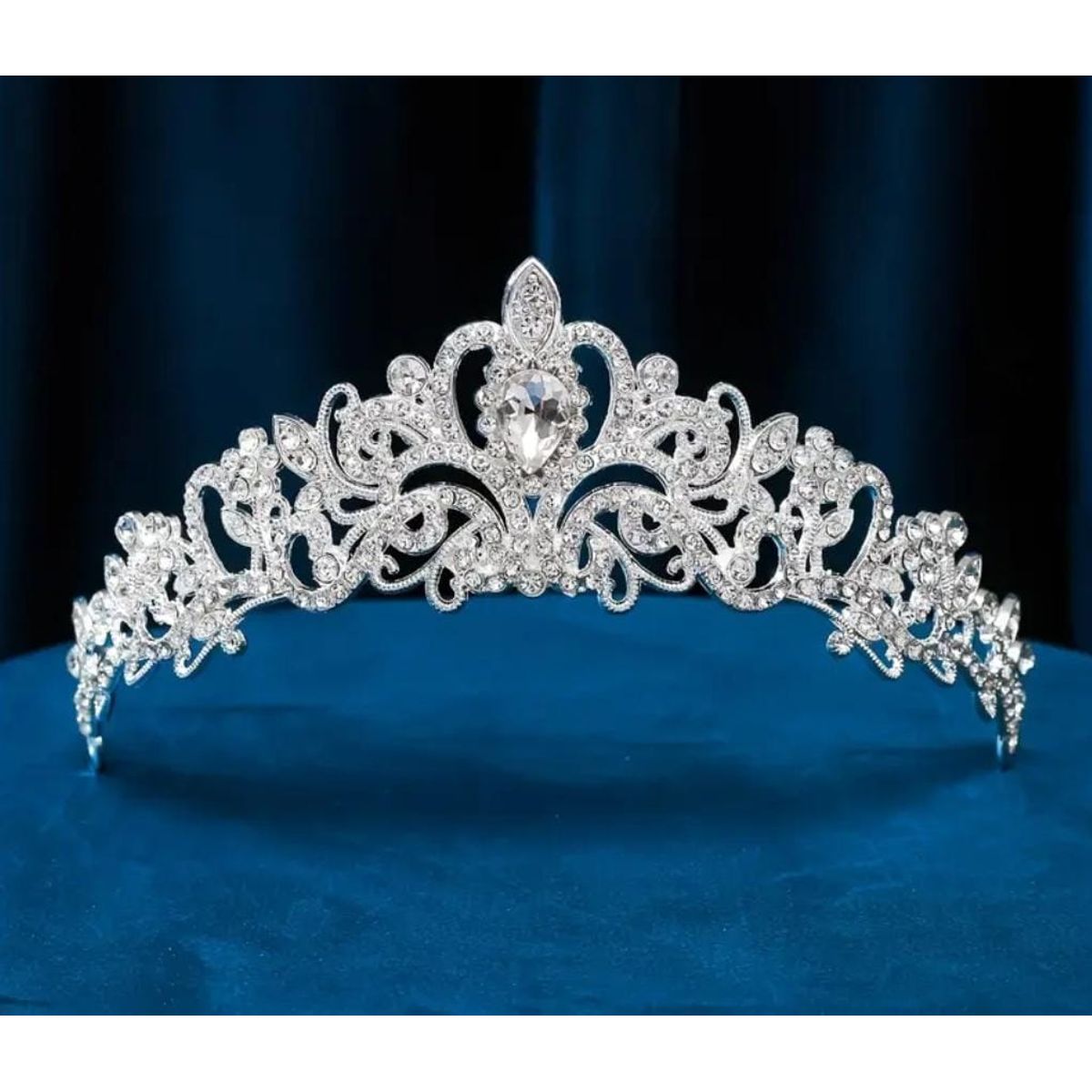 GENERICO - Tiara Corona Clásica para Cumpleaños Graduaciones Plateado