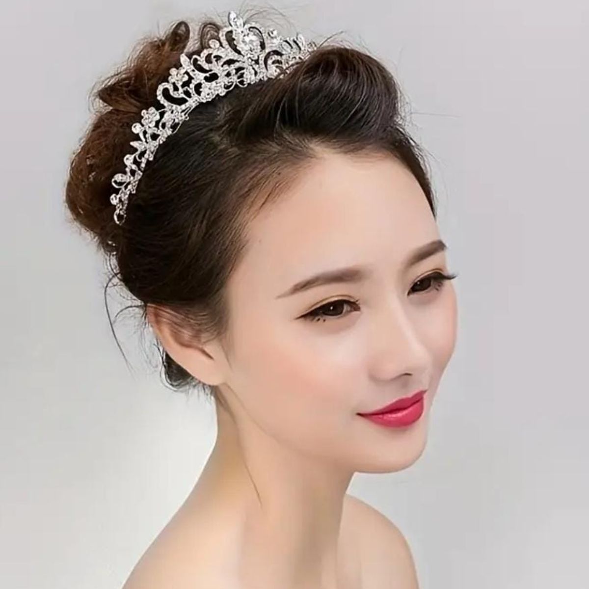 GENERICO - Tiara Corona Clásica para Cumpleaños Graduaciones Plateado