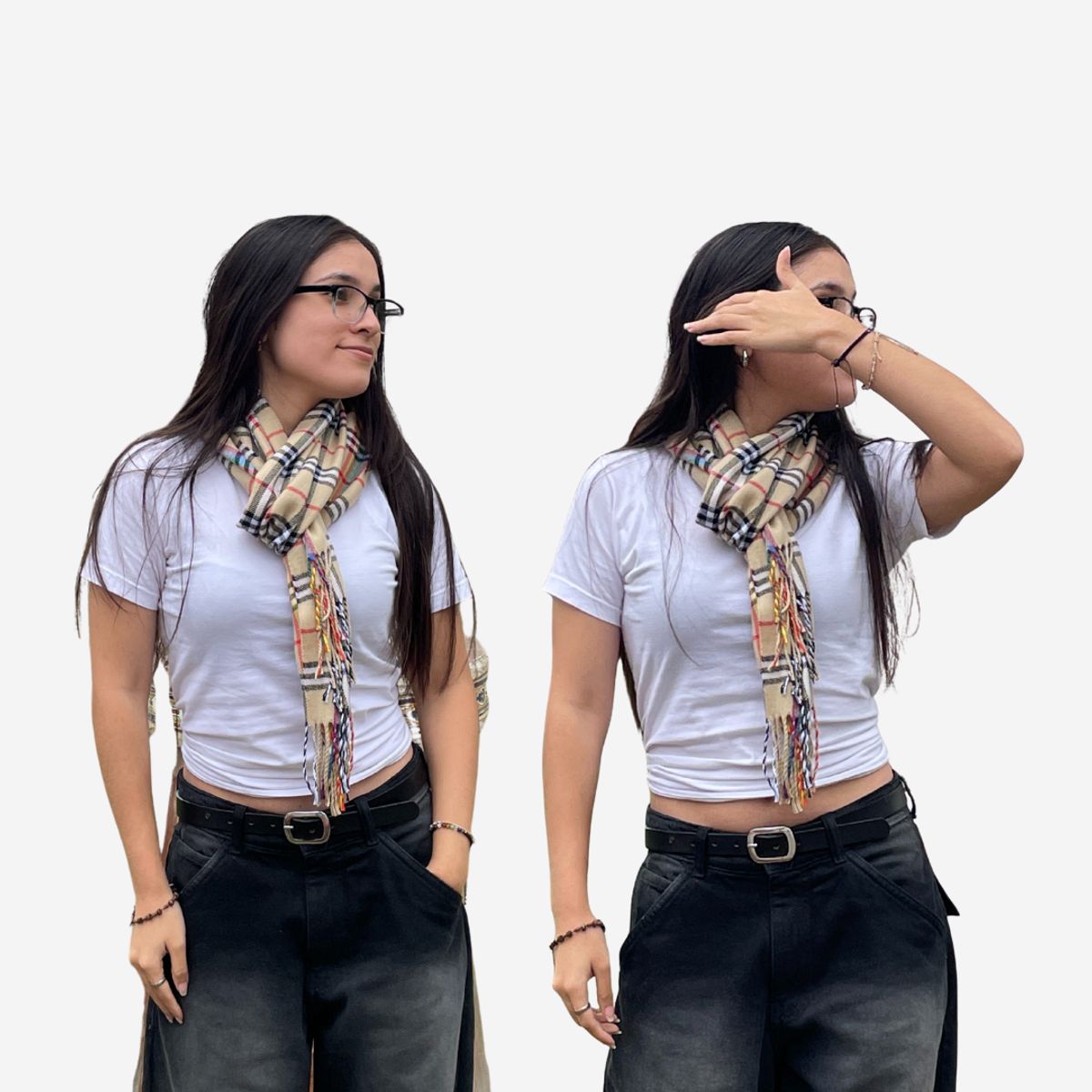 KAST PE - Bufanda Chalina Inti de cuadros Unisex Khaki