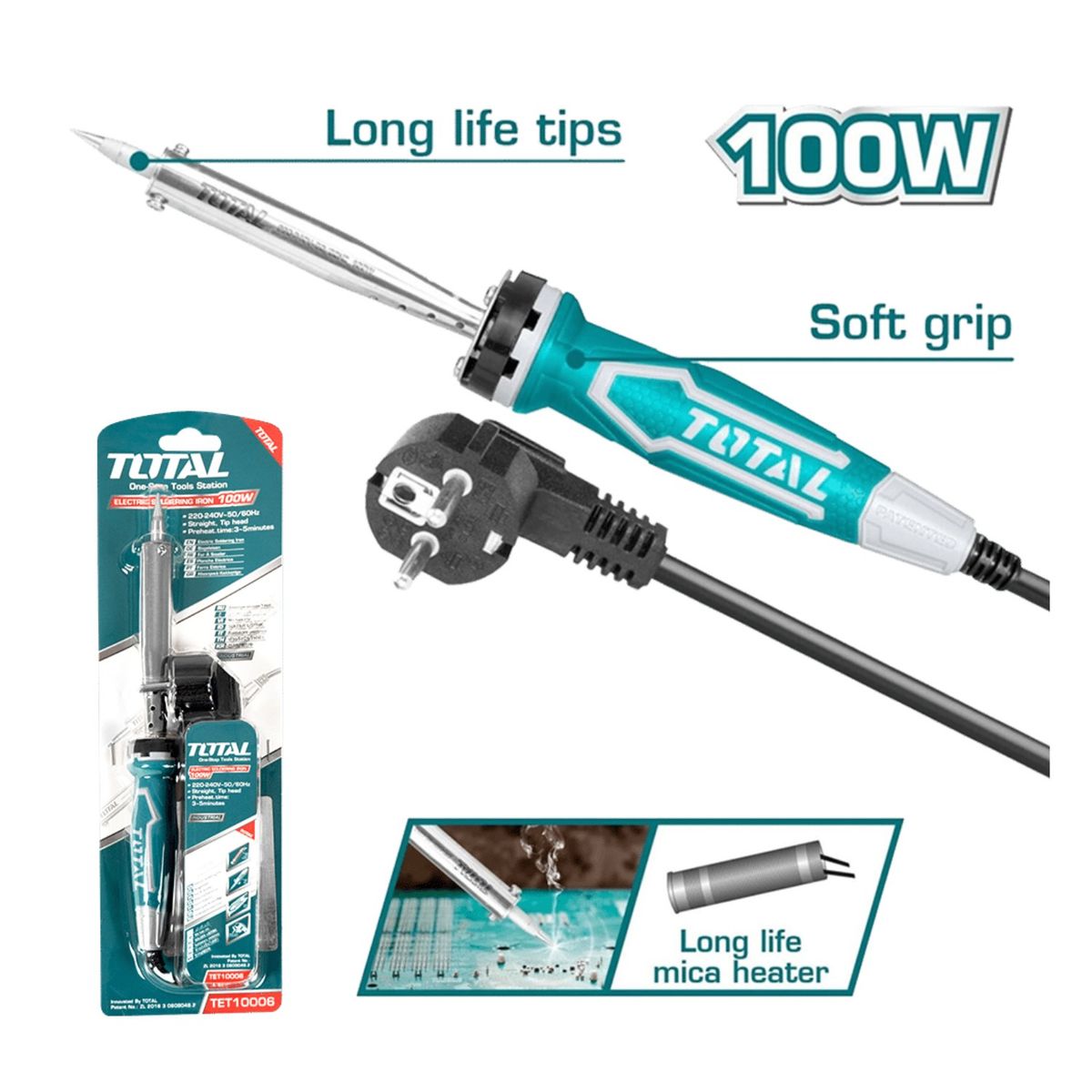 Total Tools - Cautín eléctrico 100w industrial Total