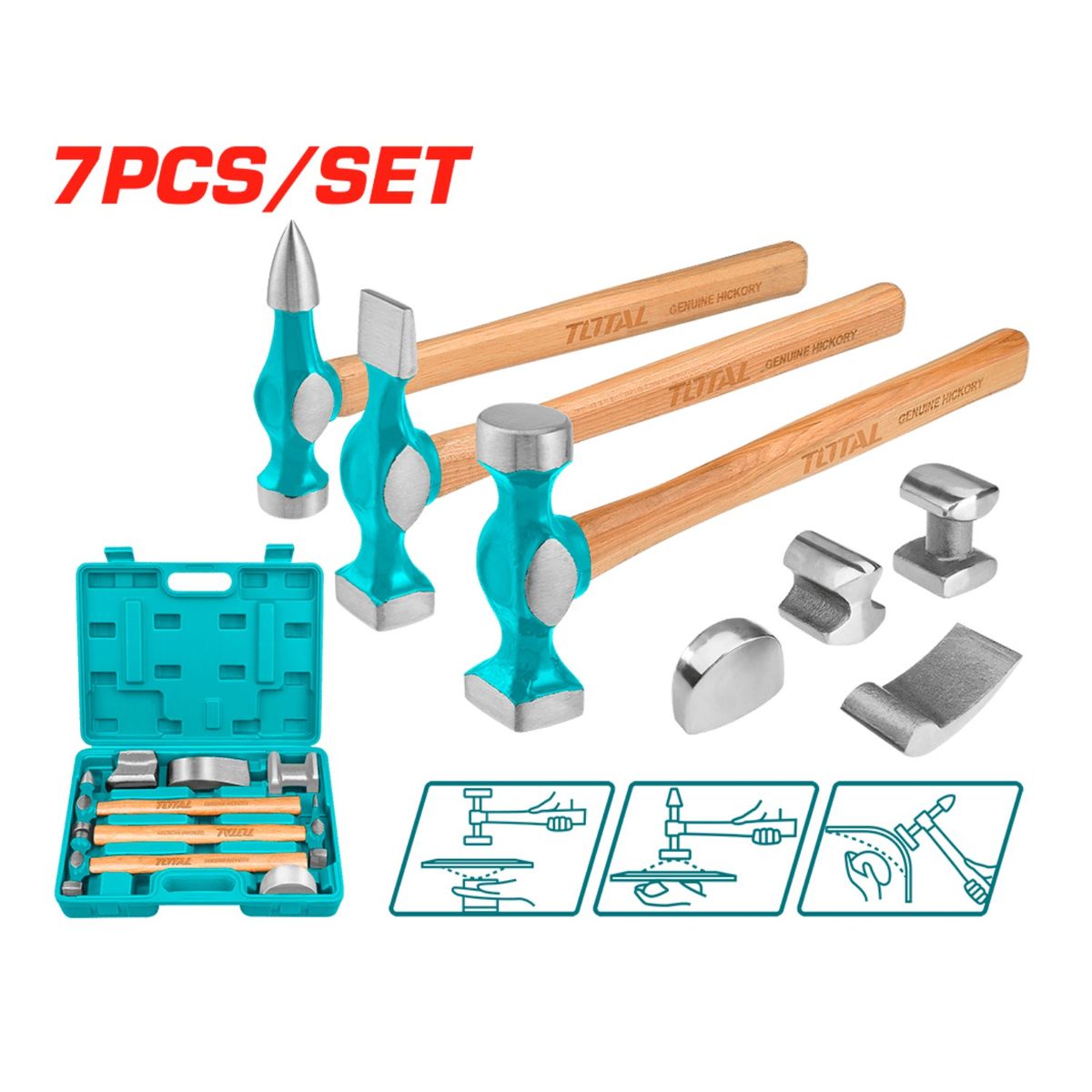 TOTAL TOOLS - Juego de martillos para planchar 7 piezas Total