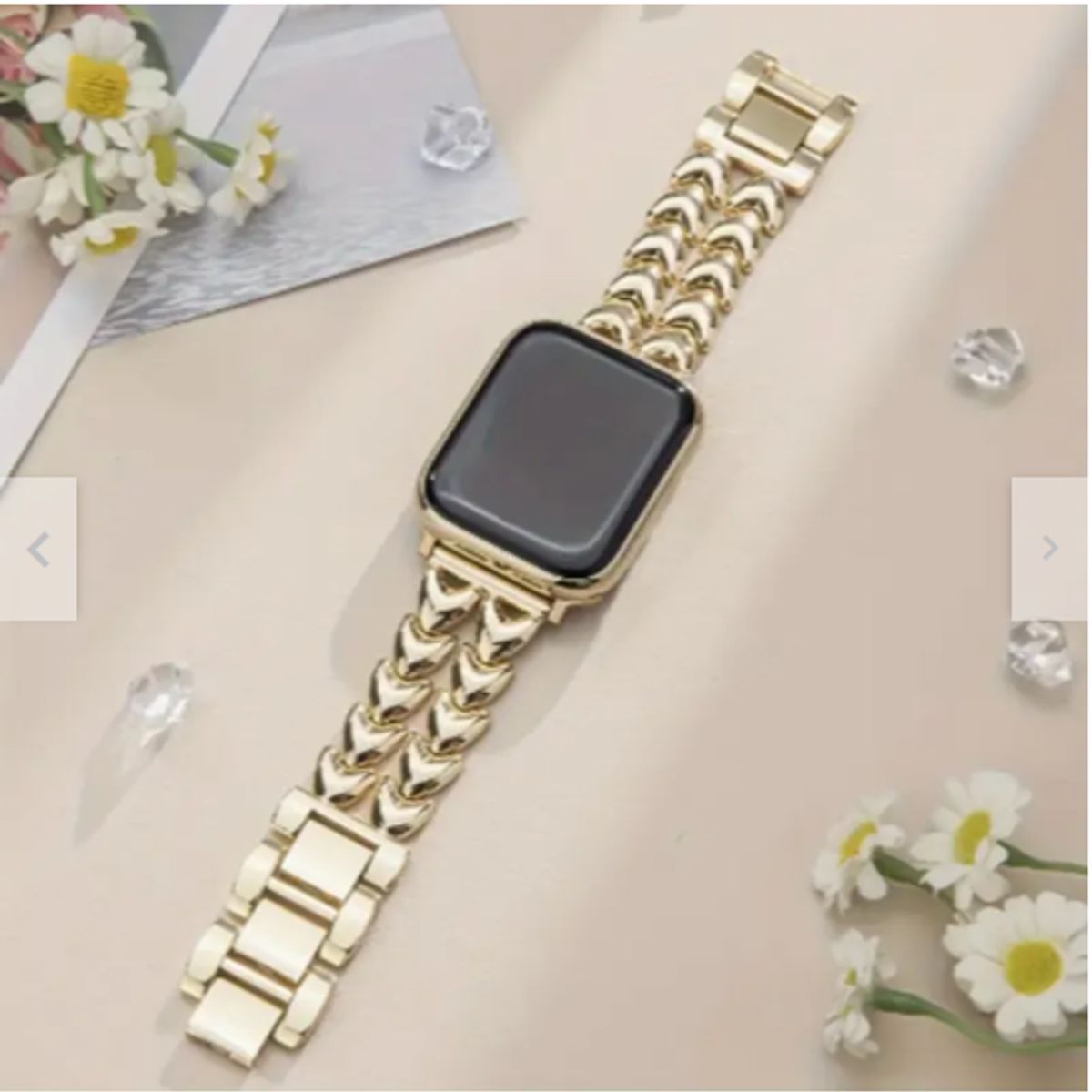 GENERICO - Correa Acero Brillante Doble Corazón Para Apple Watch 42mm - DORADO