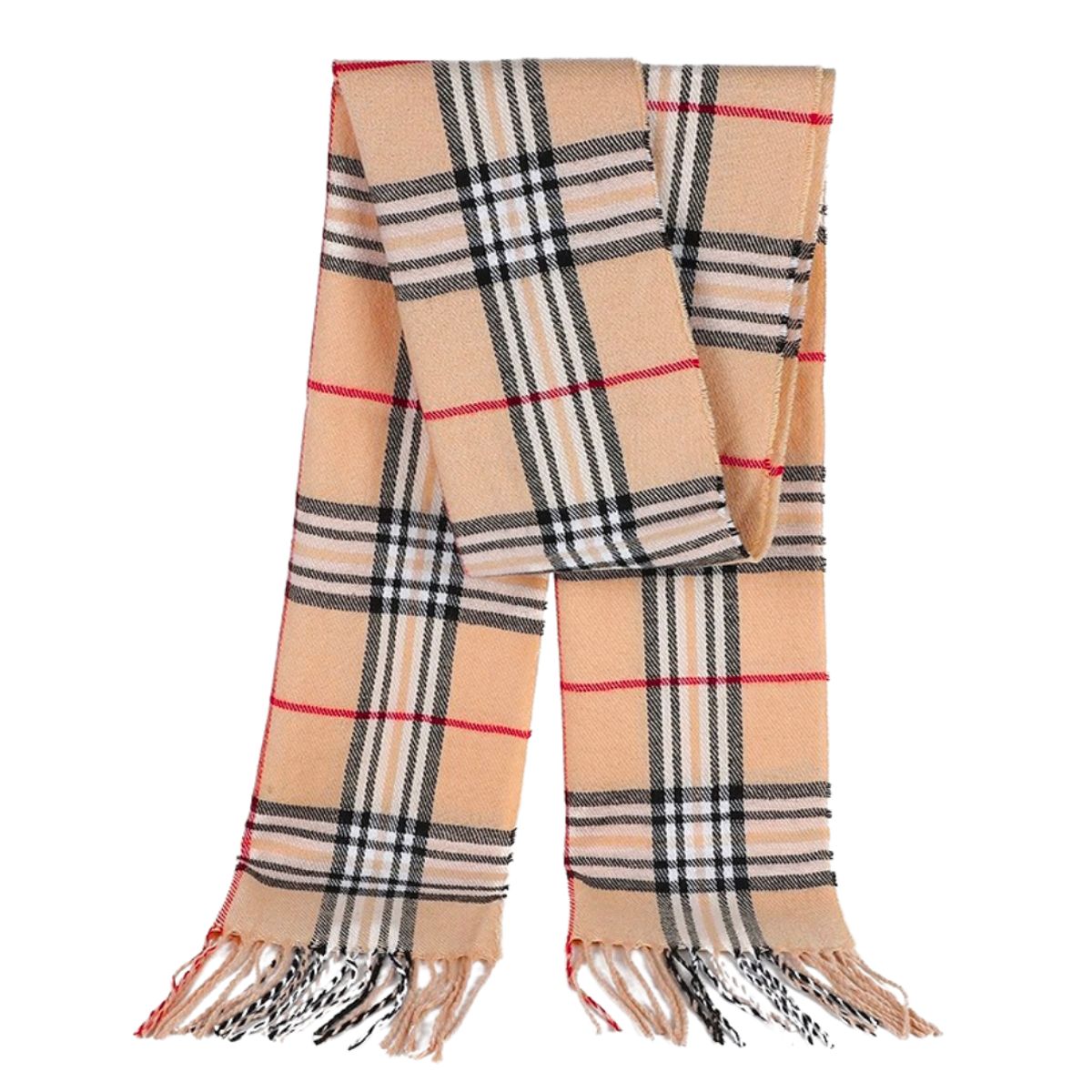 KAST PE - Bufanda Cozy a Cuadros con flecos para hombre y mujer Melon