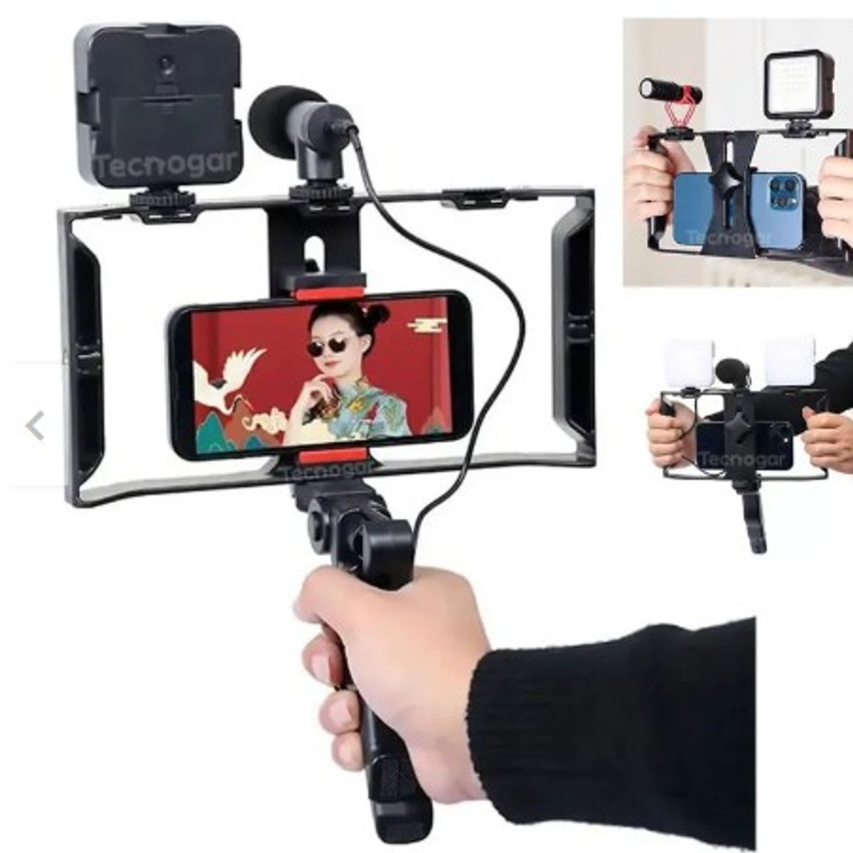 GENERICO - Kit de Grabación Vlogger Mini Tripode Micrófono Control Luz Led AY-49X