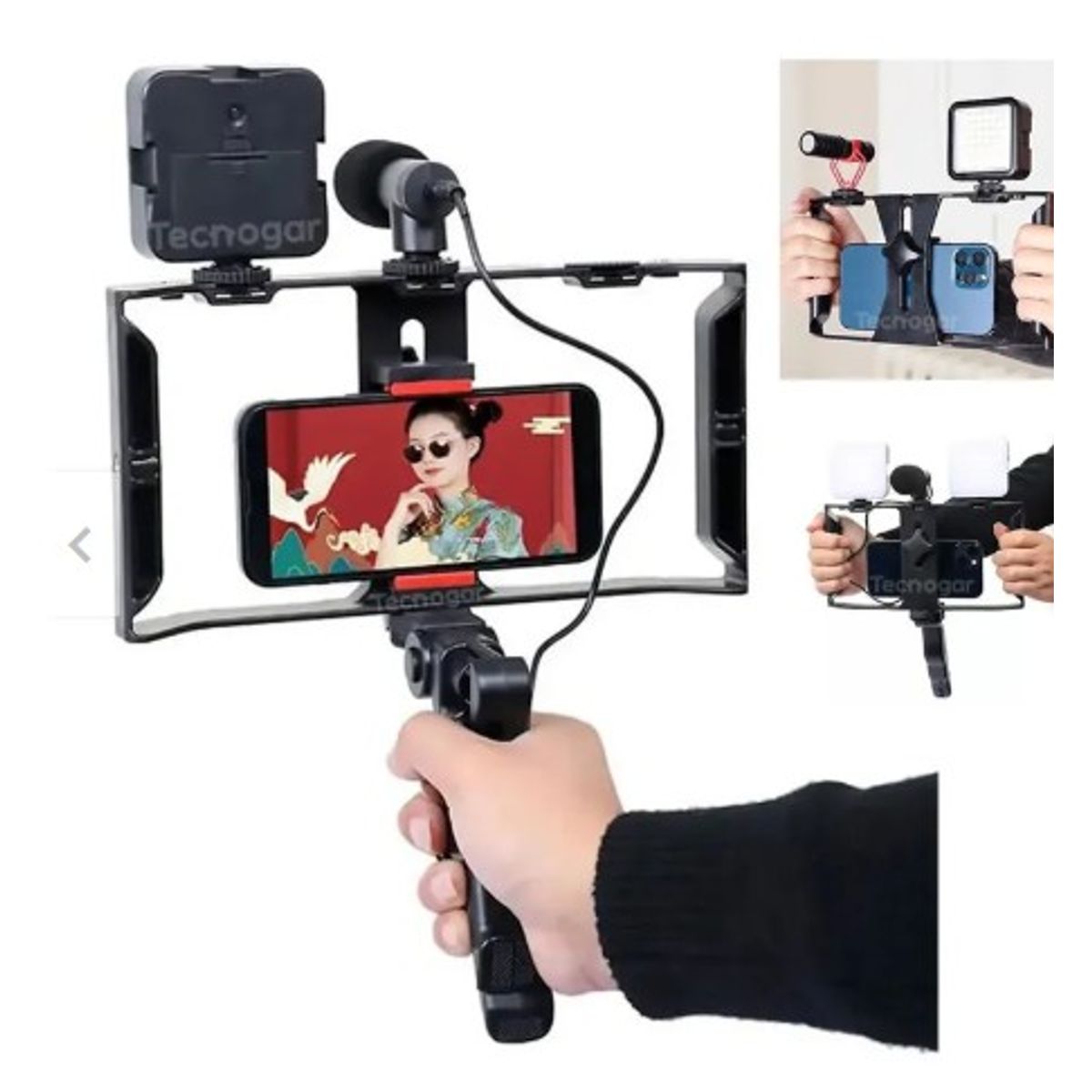 GENERICO - Kit de Grabación Vlogger Mini Tripode Micrófono Control Luz Led AY-49X