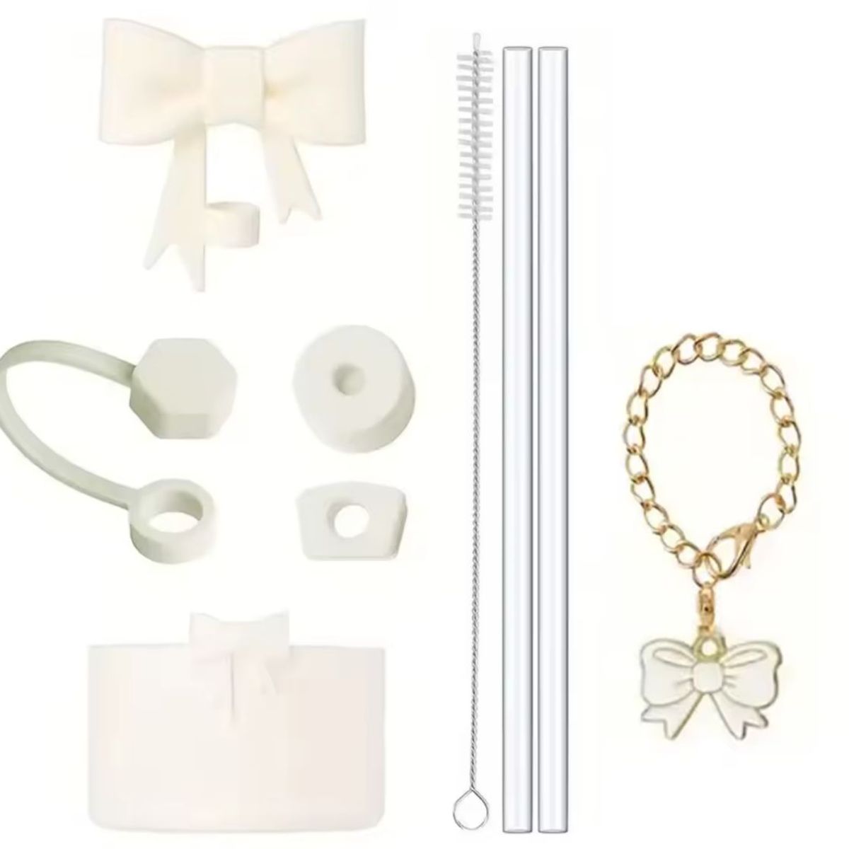 GENERICO - PACK DE 9 ACCESORIOS ANTIDERRAME PARA VASO QUENCHER TUMBLER H2.O 40oz - COMPATIBLE CON QUENCHER TUMBLER 40 OZ. COLOR CREMA