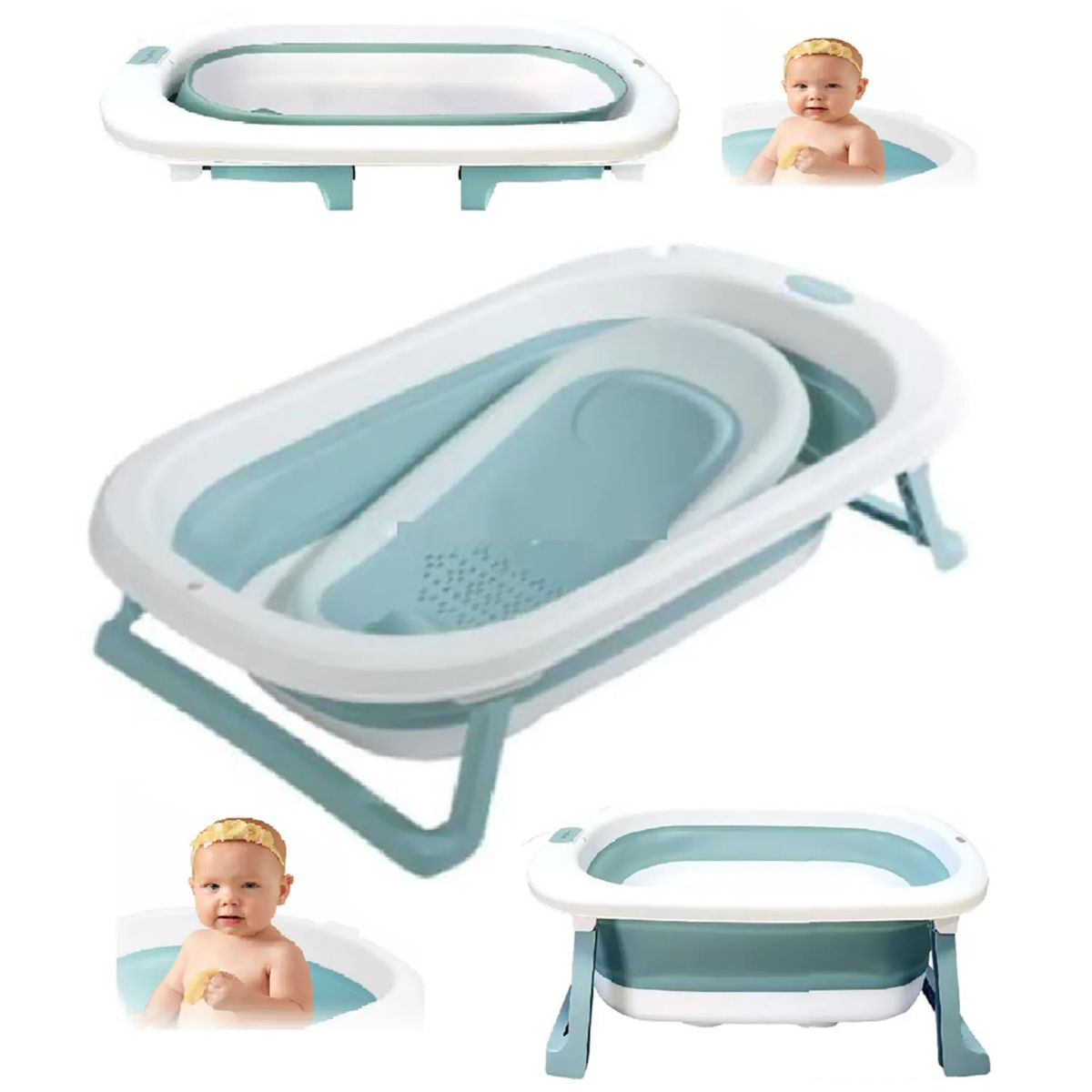 EBABY - Tina Bañera Plegable Base Antidesizante Lala- Azul