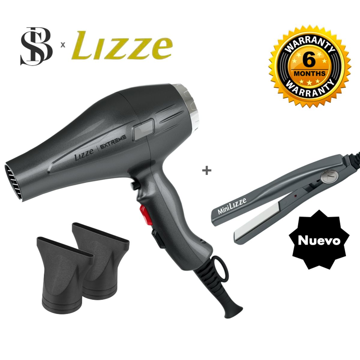 LIZZE - SECADORA DE CABELLO PROFESIONAL LIZZE EXTREME 2400W + MINI LIZZE
