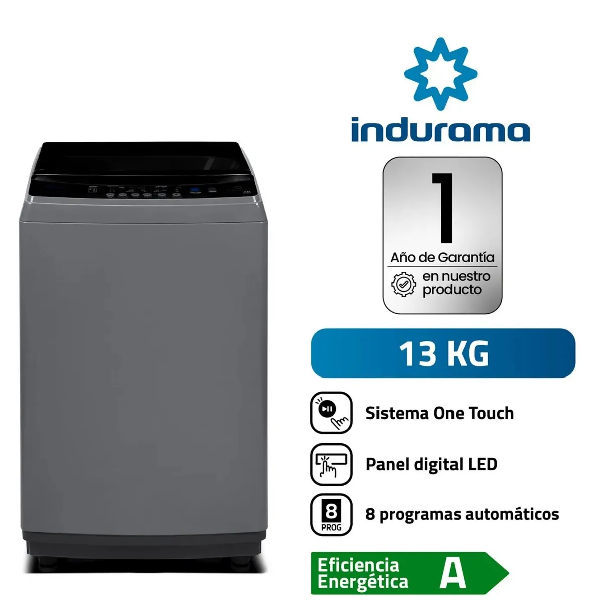 INDURAMA - LAVADORA INDURAMA 13KG LRI-13DGR GRIS OSCURO