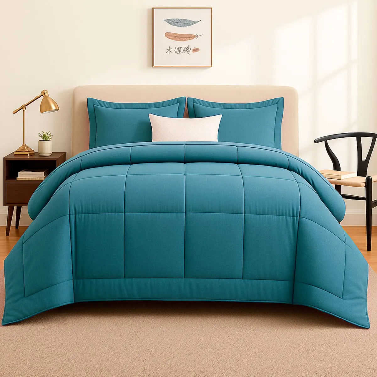 GENERICO - EDREDON 1 PLAZA COOZY SET CUADROS PERU PIMA + FUNDAS DE ALMOHADA