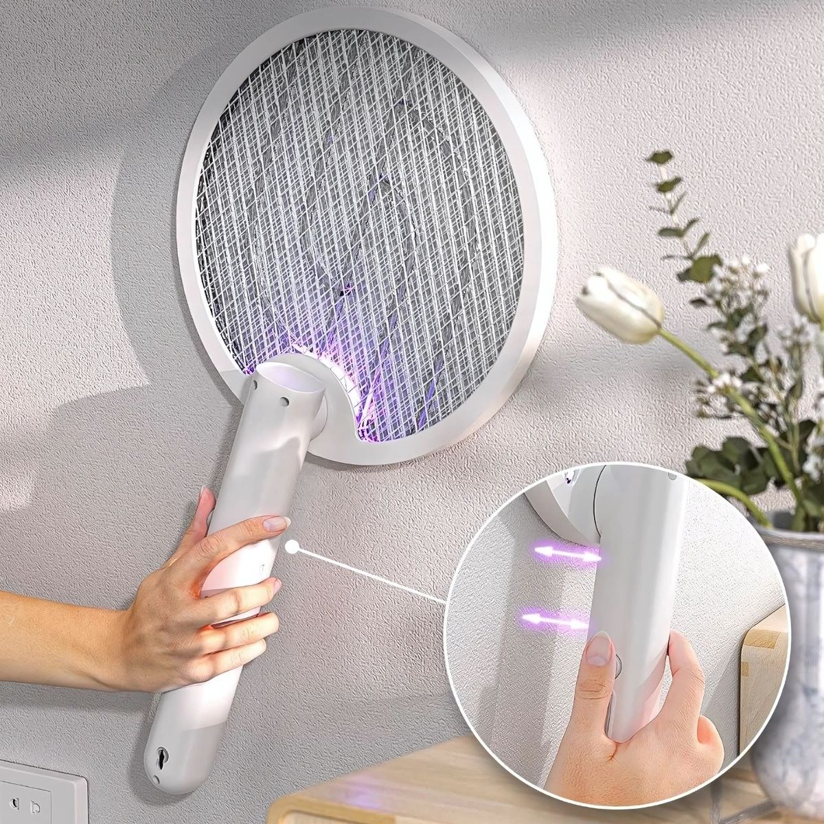 ELMEJORPRECIO - Raqueta Mata Mosquitos Eléctrica Recargable 2 en 1