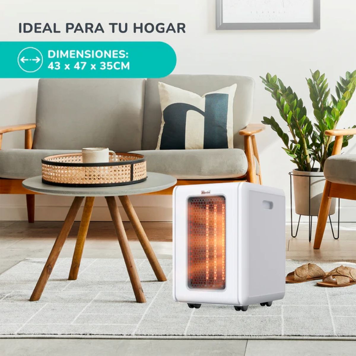 KENDAL - ESTUFA INFRAROJA GOLDEN TUBE KENDAL NEGRA 65m2- 2000W BLANCO