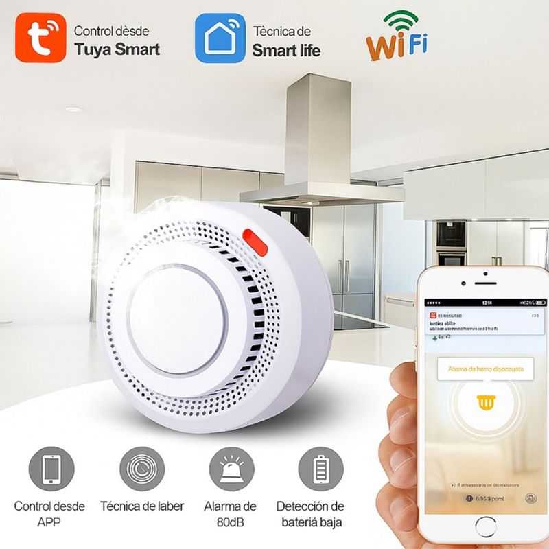 TUYA - Detector de Humo Inteligente WiFi Tuya PST-YG400A Alarma de Incendios