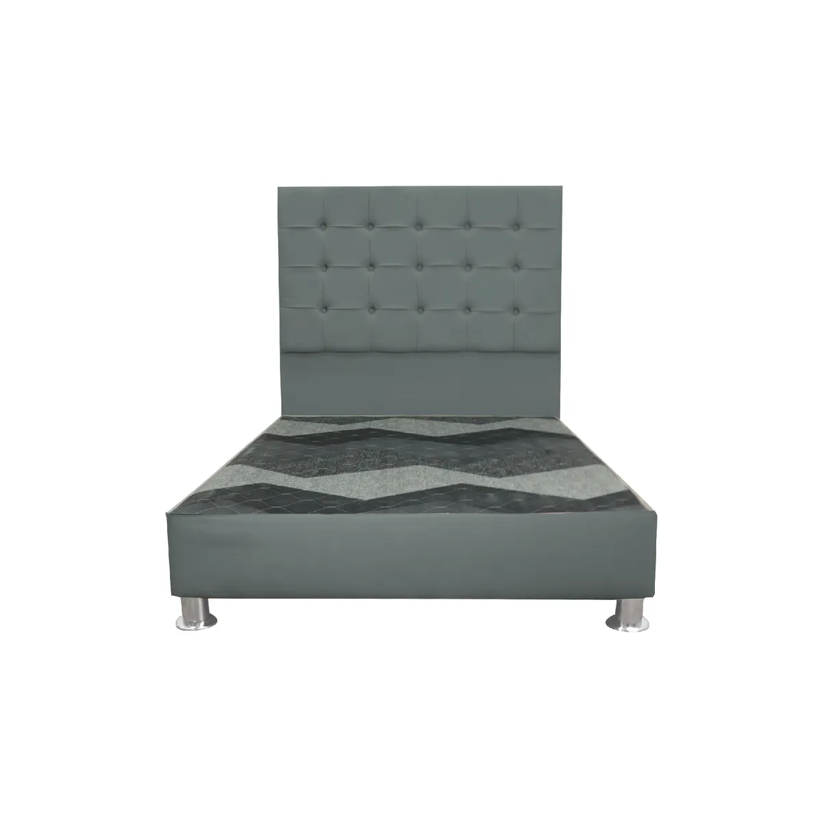 MUEBLES MACRUMO - Cama tapizada Modena - 2 Plz - Color Gris oscuro