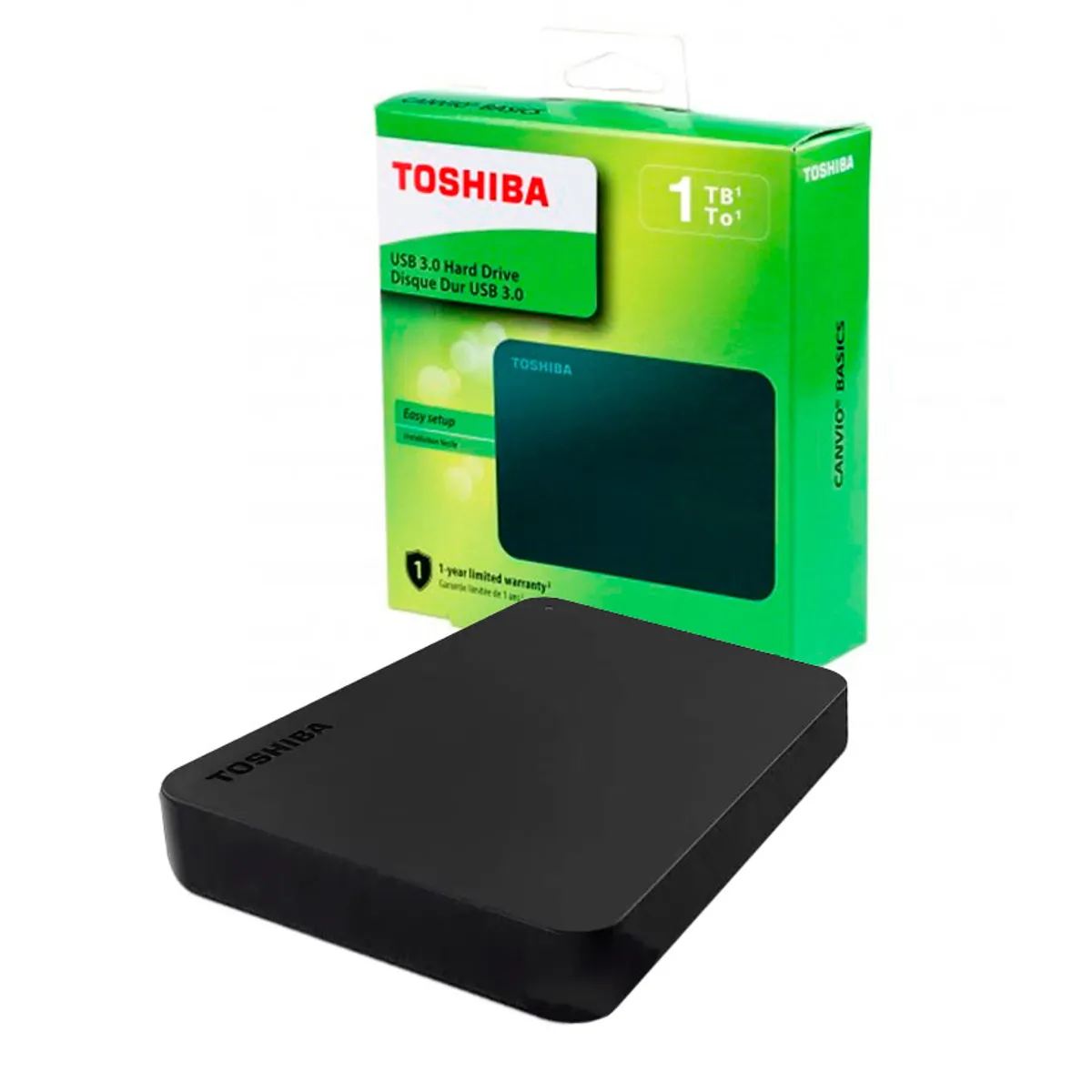 TOSHIBA - Disco Duro Externo Toshiba 1TB Canvio Basics USB 3.0 Negro