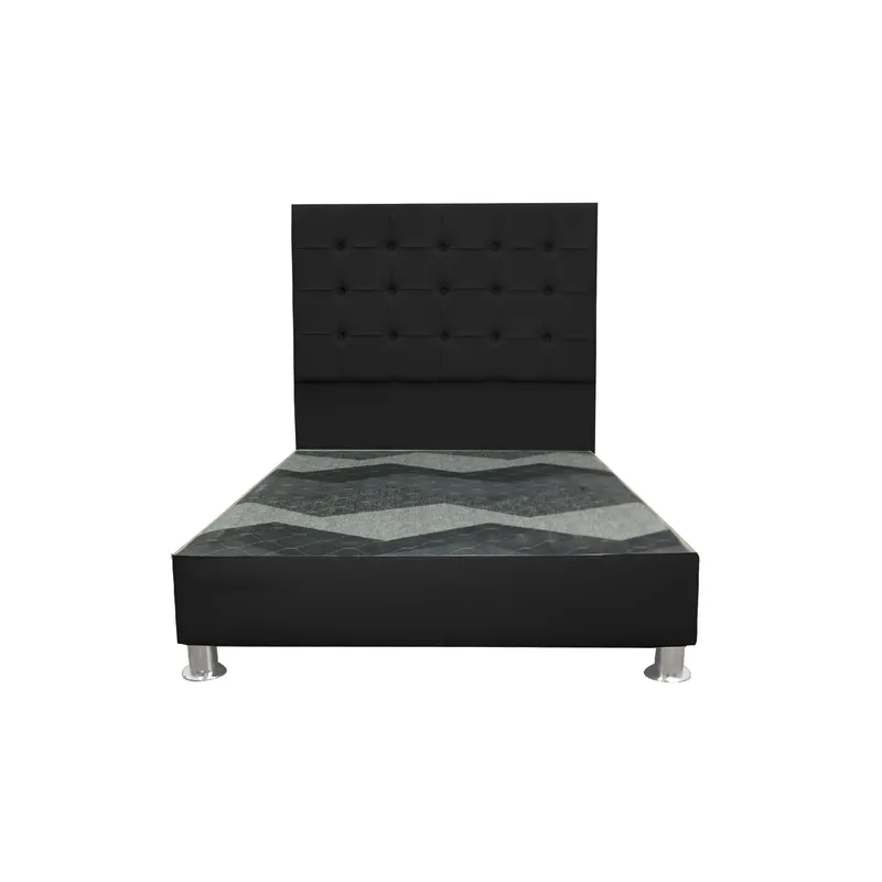 MUEBLES MACRUMO - Cama tapizada Modena - 2 Plz - Color Negro