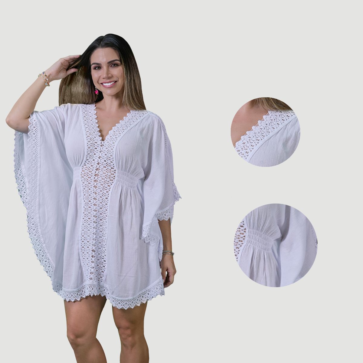FORBER - Vestido Blanco Largo Mujer