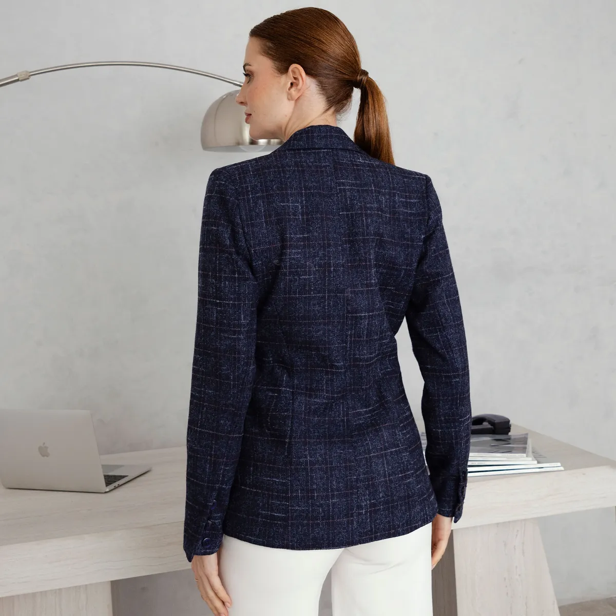 TEILOR - BLAZER DE PAÑO CUADROS MUJER