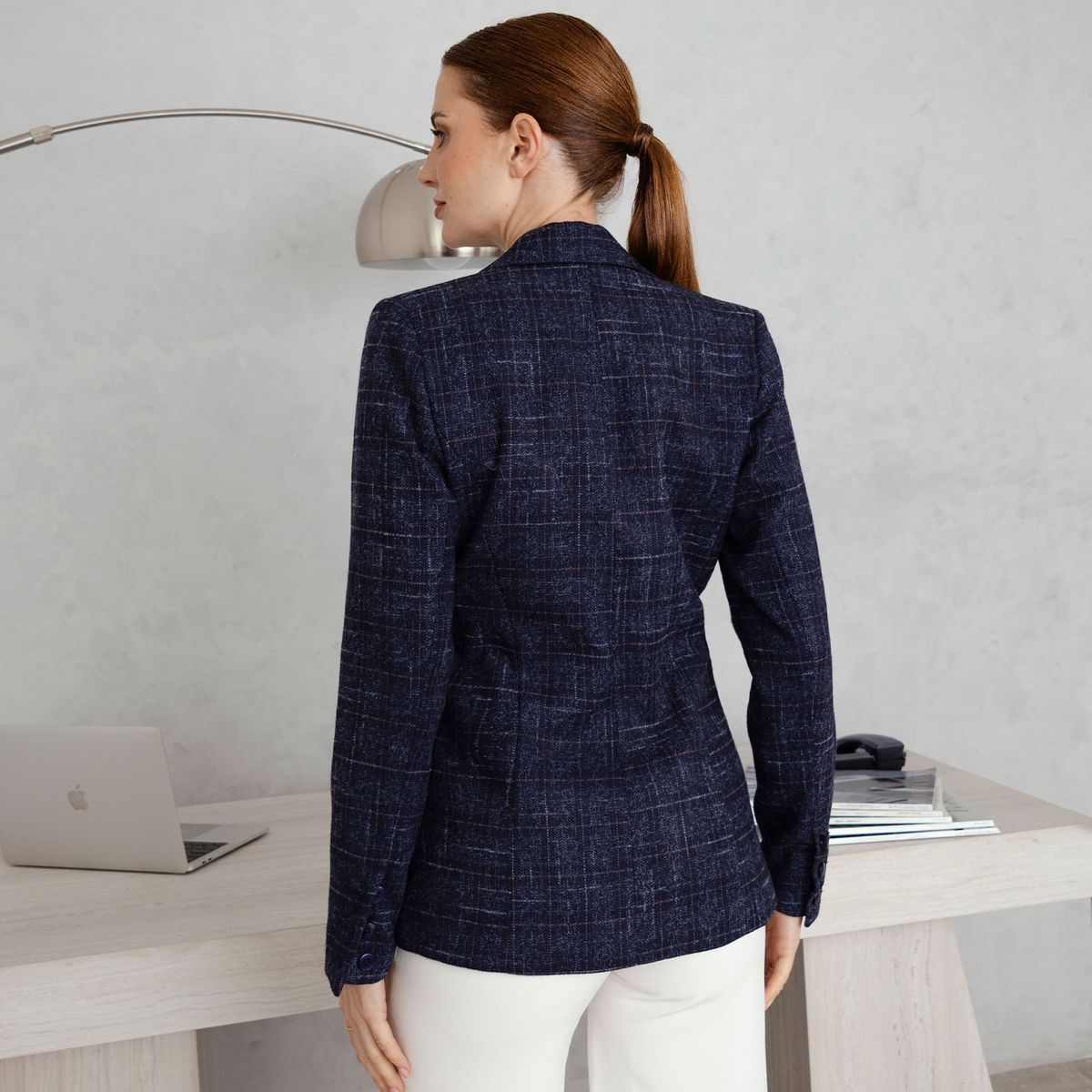 TEILOR - BLAZER DE PAÑO CUADROS MUJER