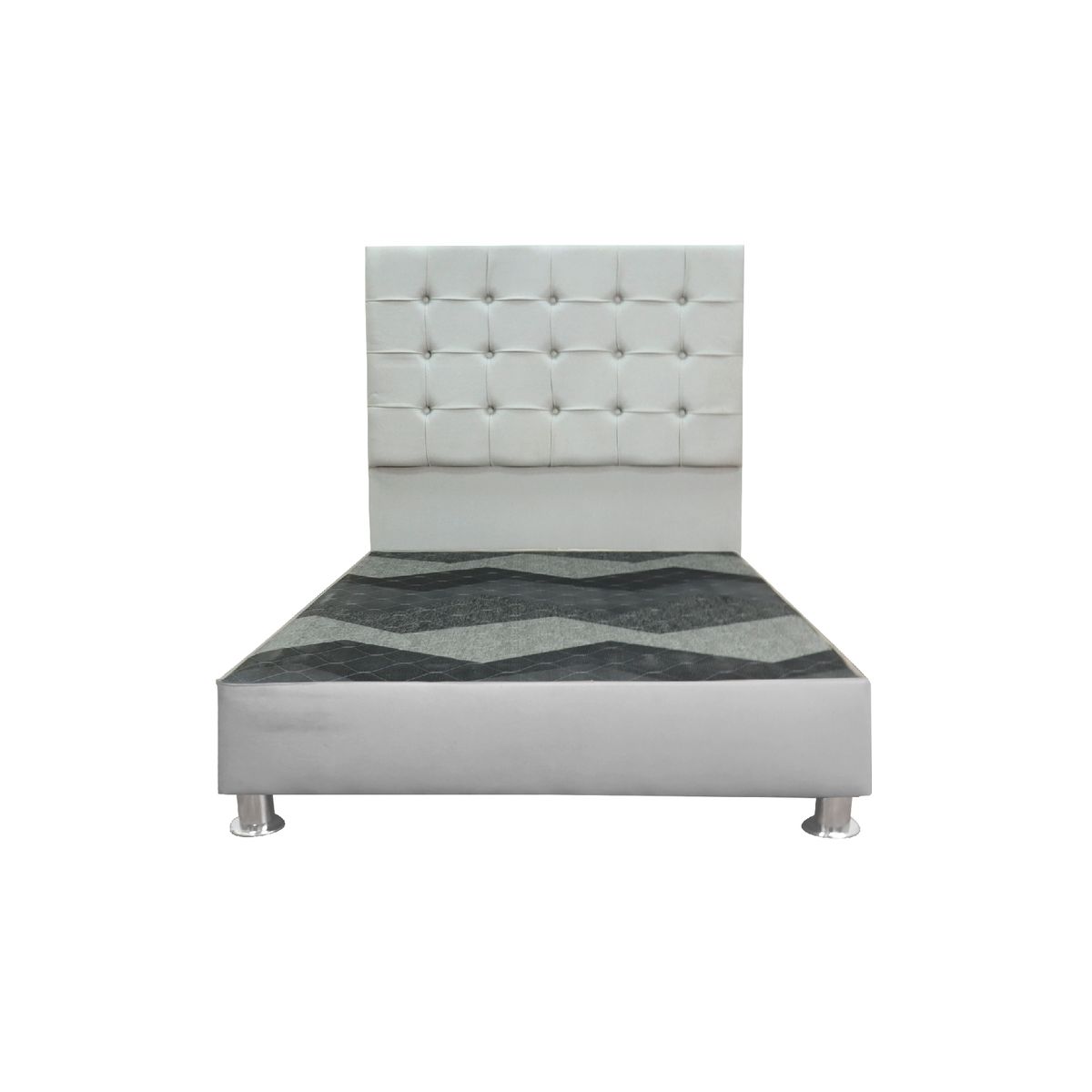 MUEBLES MACRUMO - Cama tapizada Modena - Queen - Color gris claro