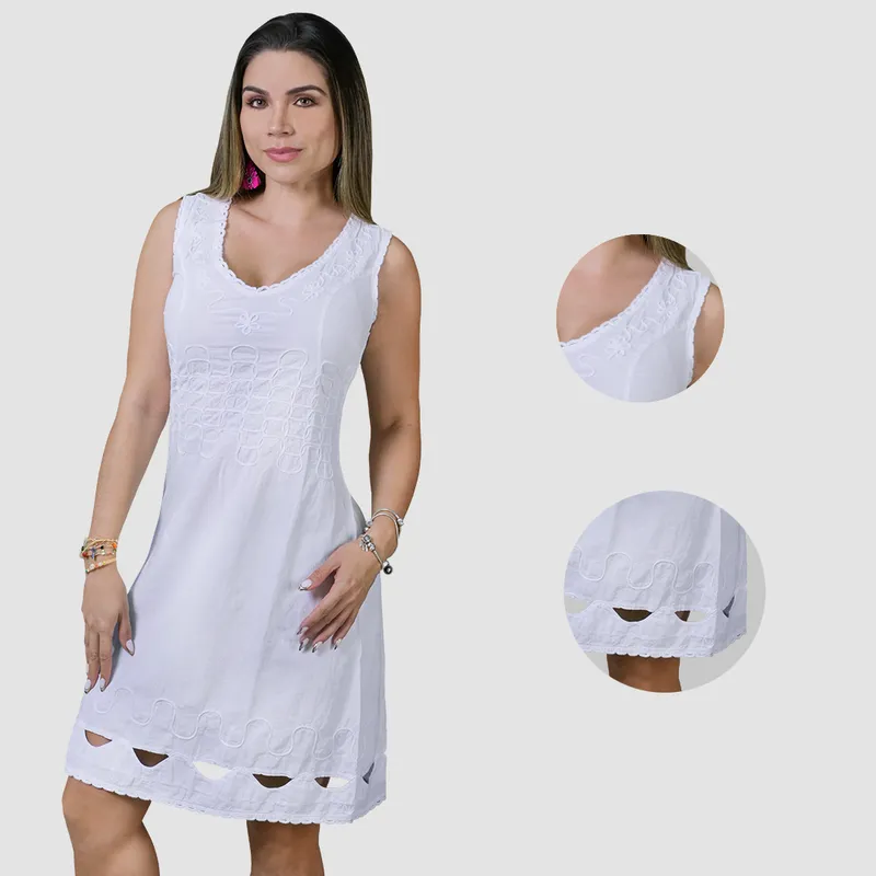 FORBER - Vestido Blanco Largo Mujer