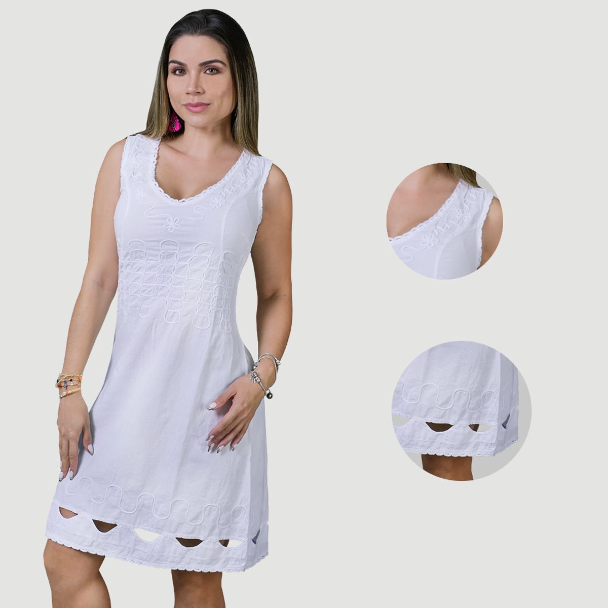 FORBER - Vestido Blanco Largo Mujer