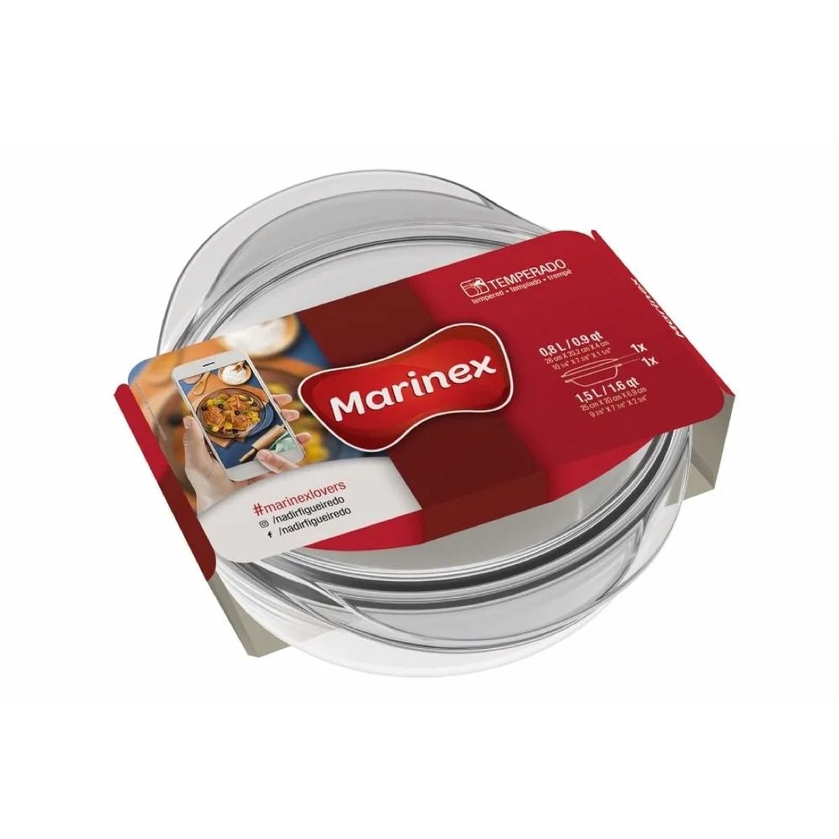 MARINEX - Cacerola Redonda C/Tapa 1.5 Lt - Marinex Refractario