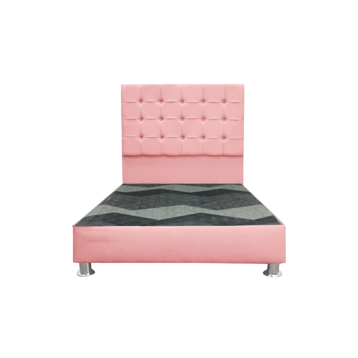 MUEBLES MACRUMO - Cama tapizada Modena - Queen - Color rosado