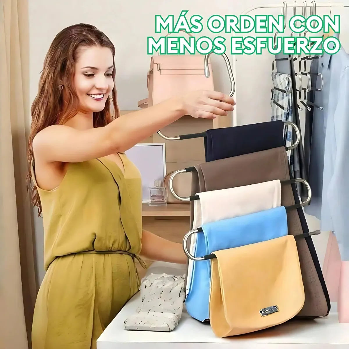 ELMEJORPRECIO - Colgador de Pantalones 5 en 1 con Silicona Antideslizante