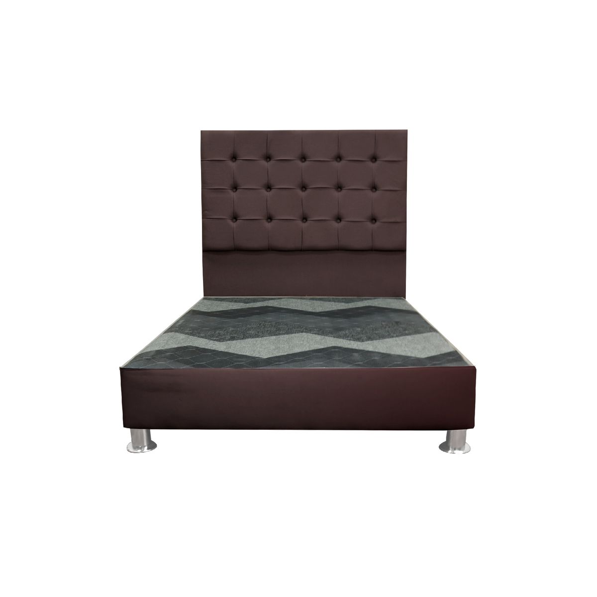 MUEBLES MACRUMO - Cama tapizada Modena King 2 tarimas Color Marrón