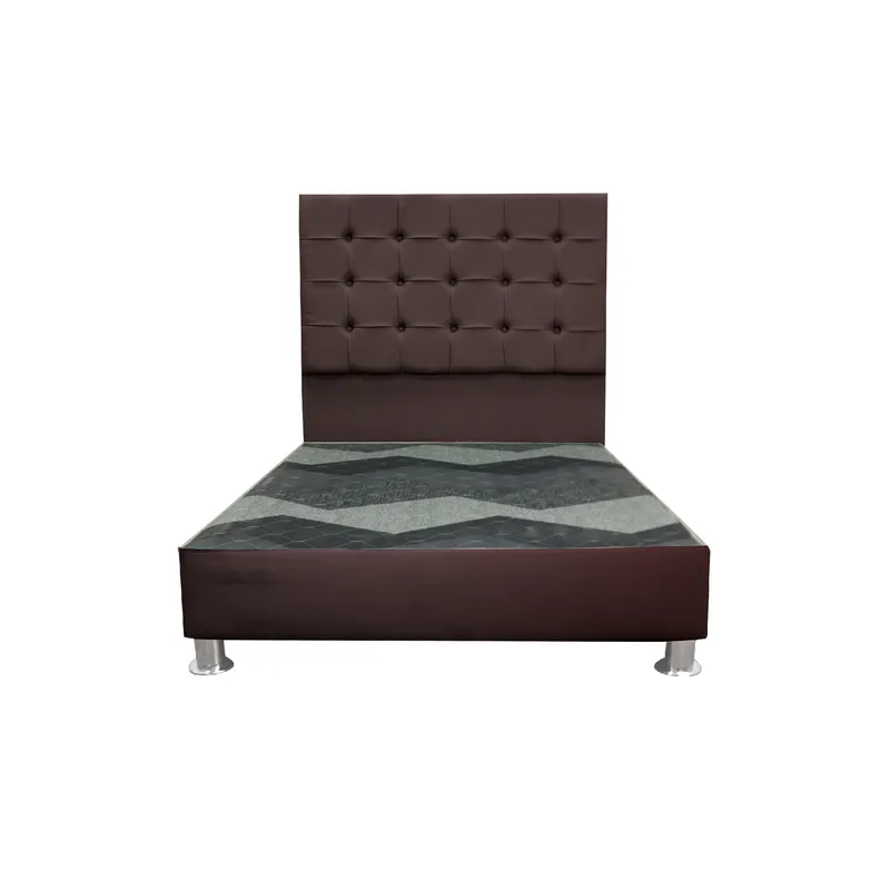 MUEBLES MACRUMO - Cama tapizada Modena King 2 tarimas Color Marrón